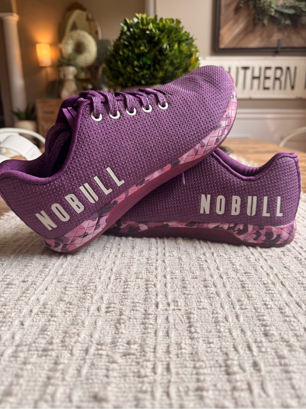 NOBULL Women's Plum Knit Training Shoes with Pink Accent